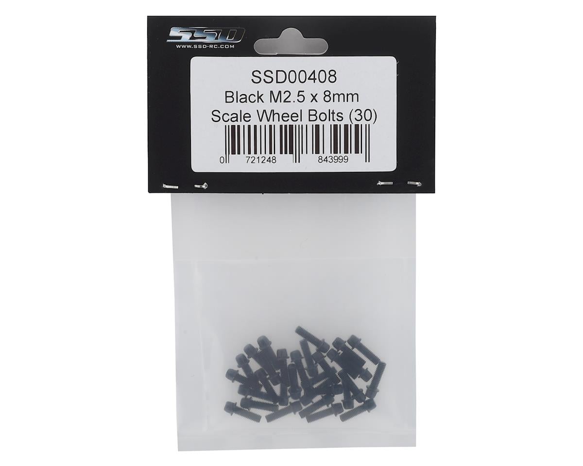SSD RC 2.5x8mm Scale Wheel Bolts (Black) (30)