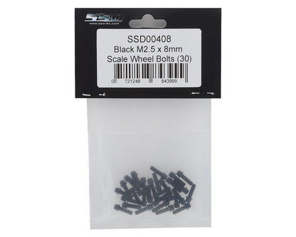 SSD RC 2.5x8mm Scale Wheel Bolts (Black) (30)