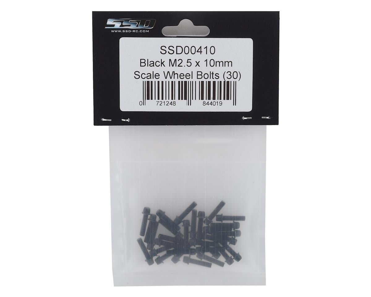 SSD RC 2.5x10mm Scale Wheel Bolts (Black) (30)