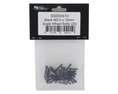 SSD RC 2.5x10mm Scale Wheel Bolts (Black) (30)