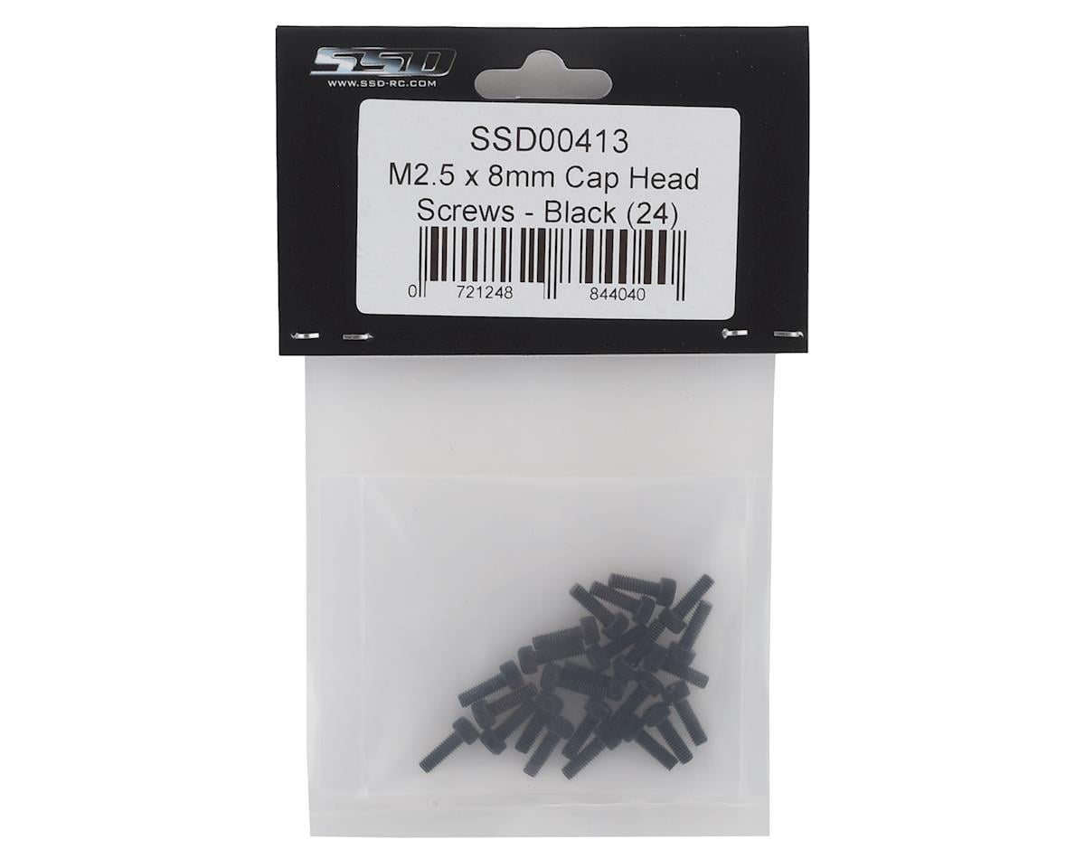 SSD RC 2.5x8mm Cap Head Wheel Hub Screws (Black) (24)