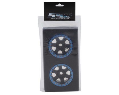 SSD RC Challenger PL 2.2" Beadlock Crawler Wheels (Black/Blue) (2)