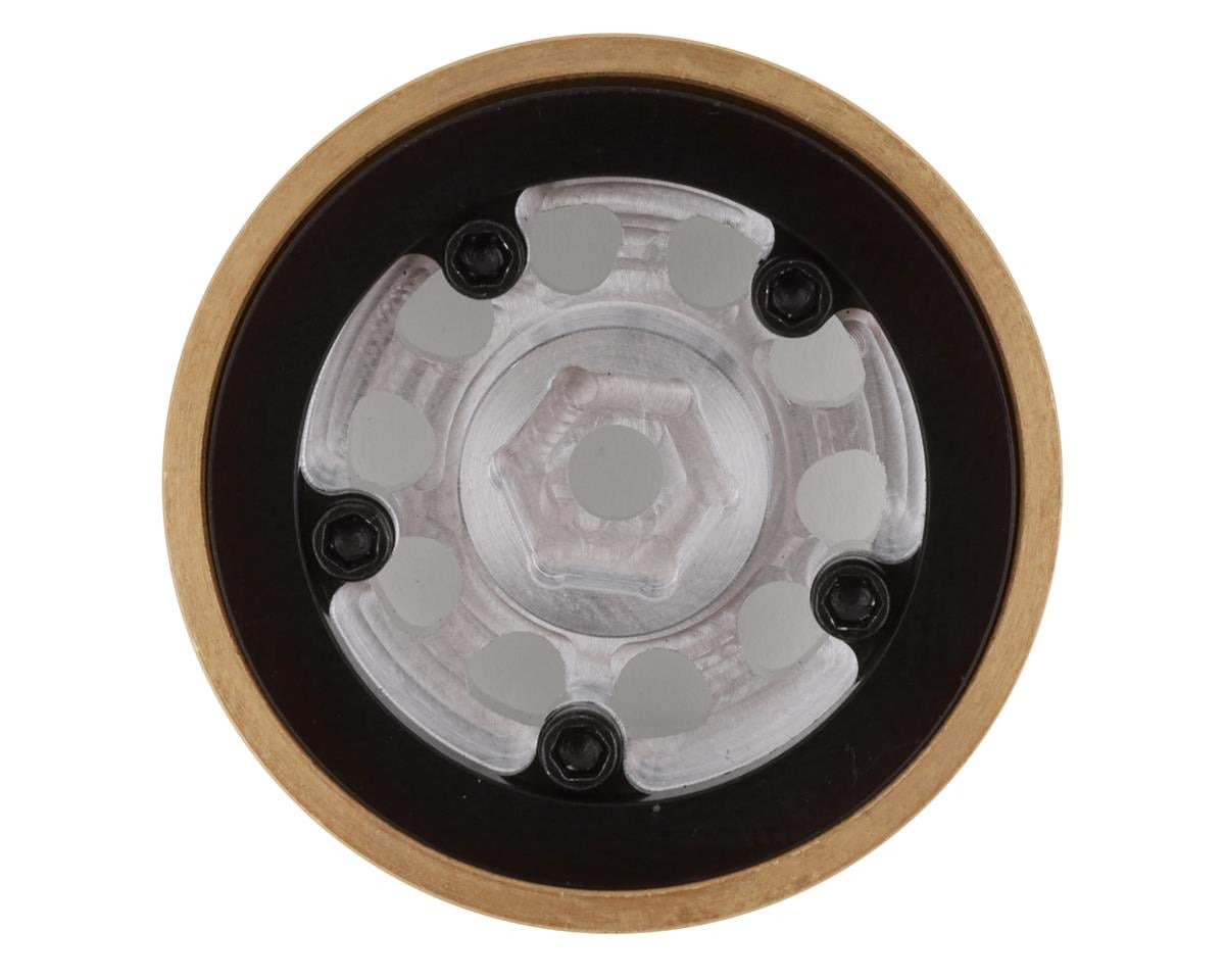 SSD RC SCX24 1.0” Aluminum / Brass D Hole Beadlock Wheels (Silver) (2) (24g)
