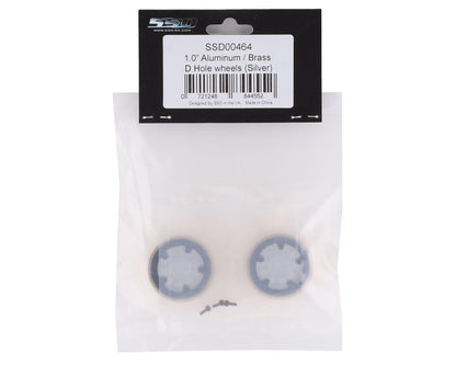SSD RC SCX24 1.0” Aluminum / Brass D Hole Beadlock Wheels (Silver) (2) (24g)