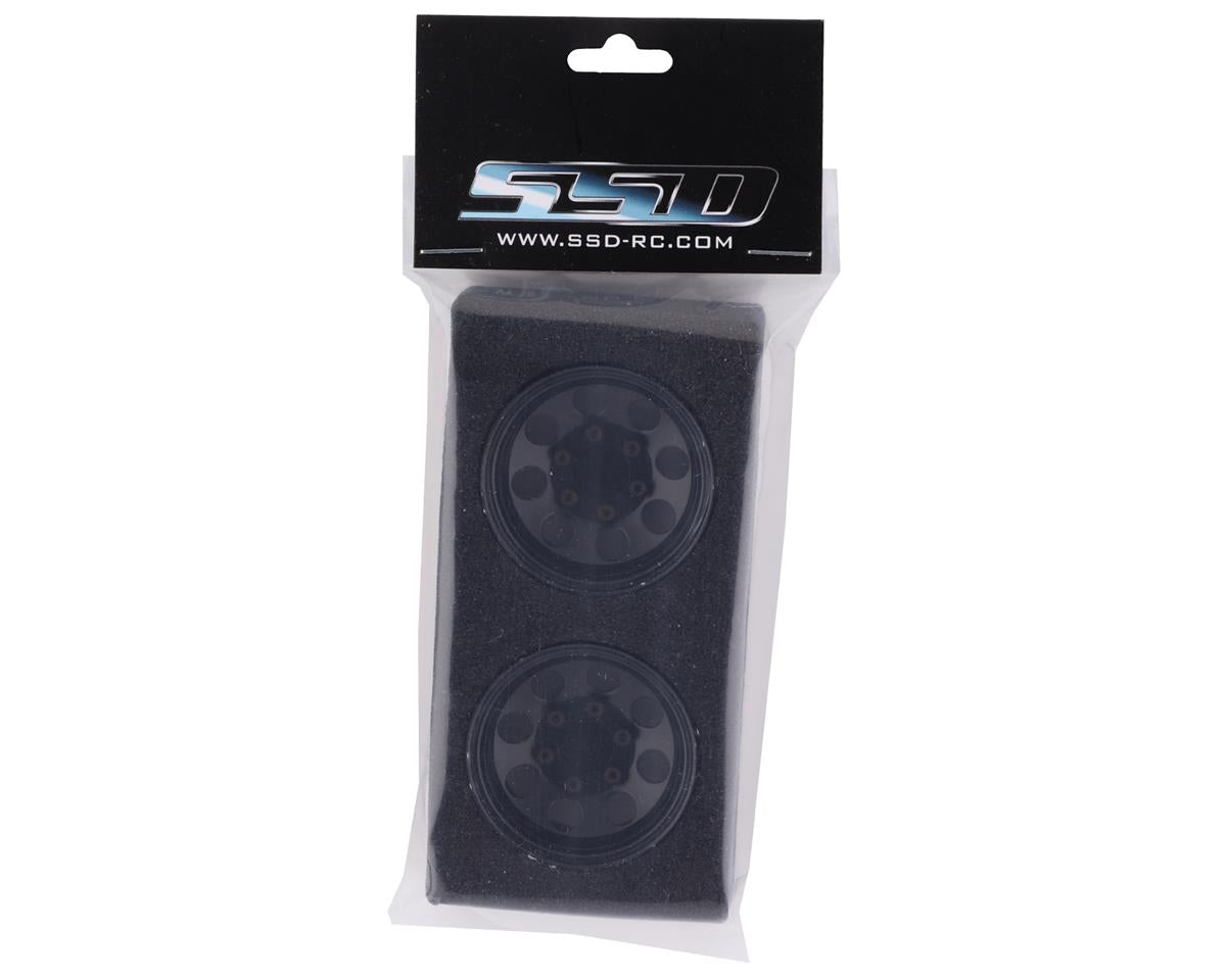 SSD RC 8 Hole 1.55” Steel Beadlock Crawler Wheels (Black) (2)