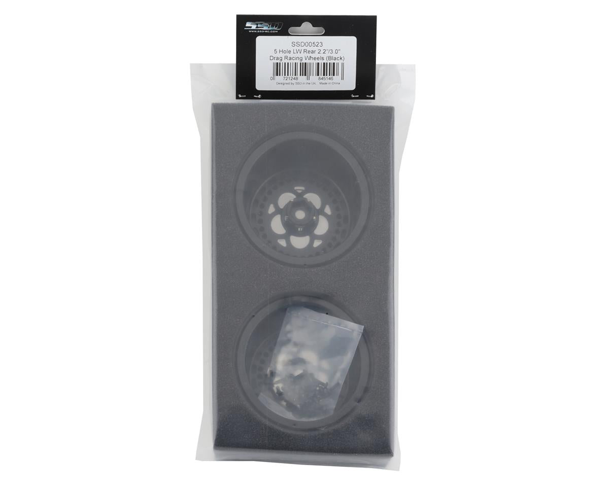 SSD RC 5 Hole Lightweight Aluminum Drag Racing Beadlock Wheels (Black) (2)