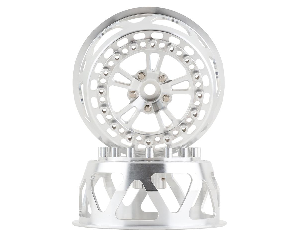 SSD RC V Spoke Lightweight Aluminum Drag Racing Beadlock Wheels (Silver) (2)