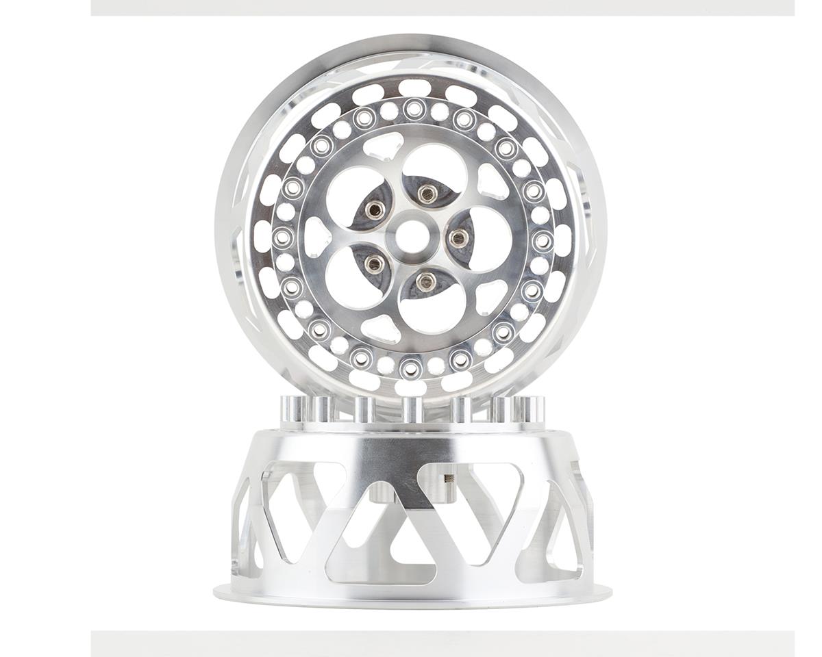 SSD RC 5 Hole Lightweight Aluminum Drag Racing Beadlock Wheels (Silver) (2)