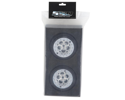 SSD RC 5 Hole Lightweight Aluminum Drag Racing Beadlock Wheels (Silver) (2)