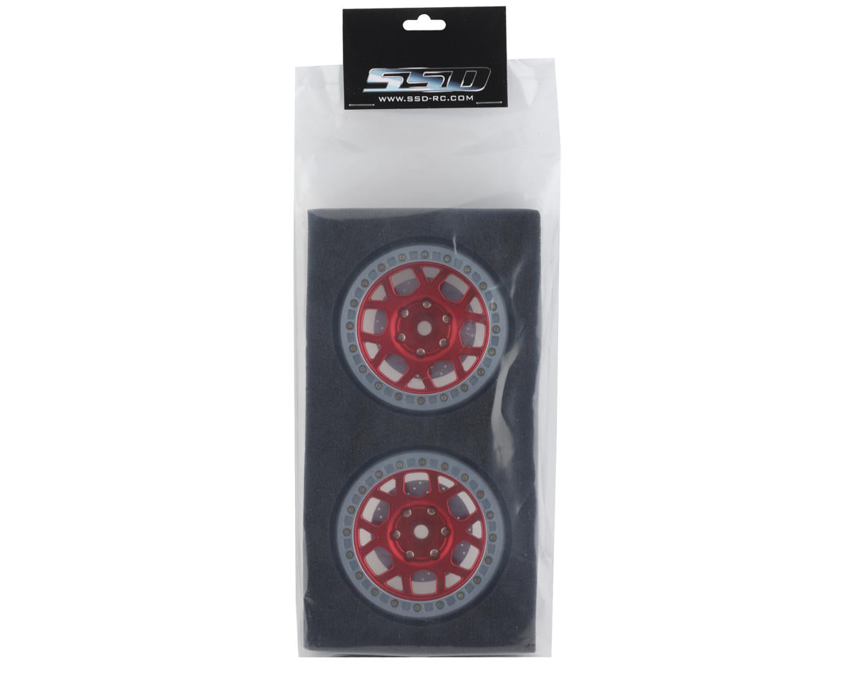 SSD RC 2.9” Boxer Beadlock Wheels w/Brake Rotor (Red) (2)