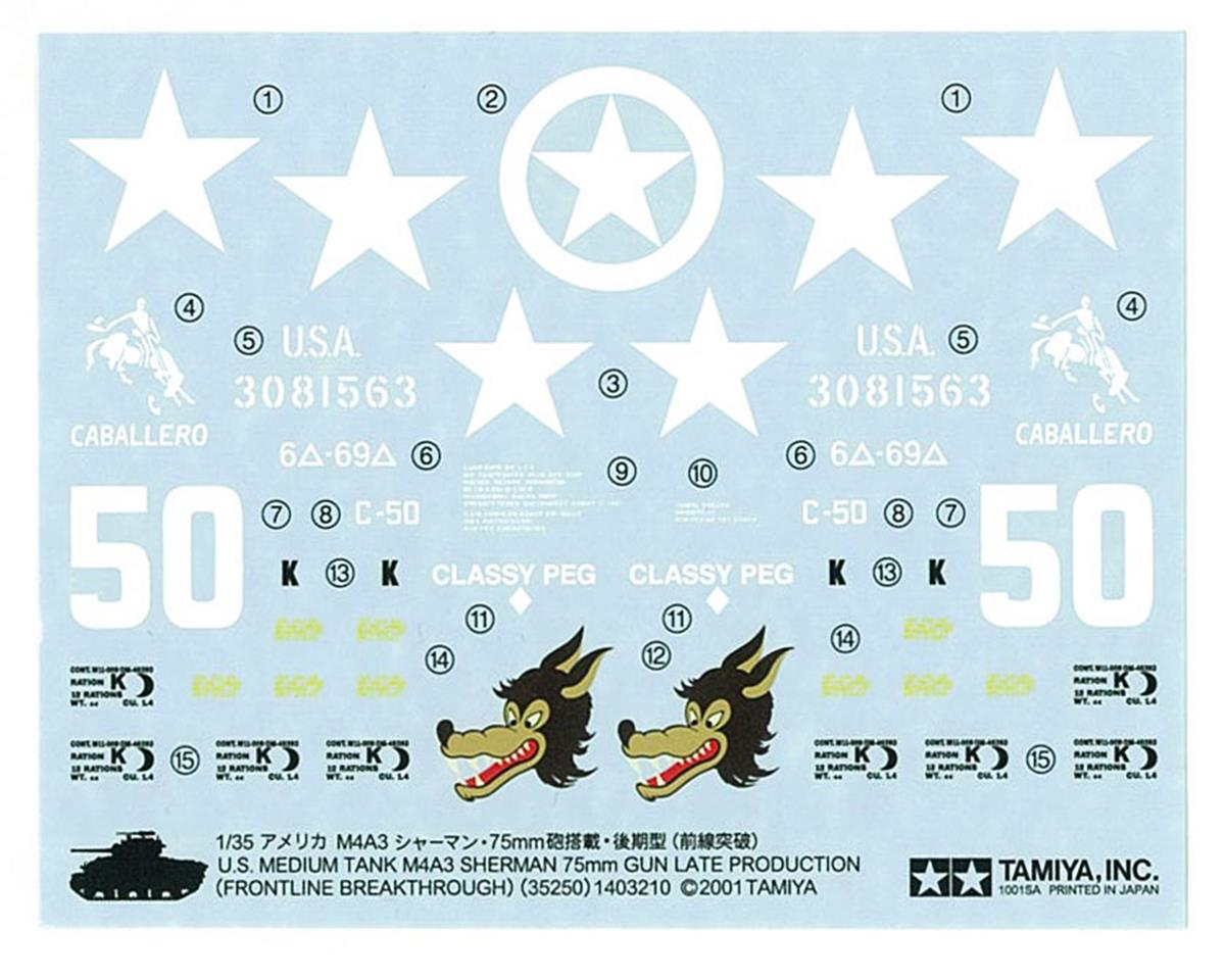 Tamiya 1/35 U.S. M4A3 Sherman RC Model Medium Tank Kit