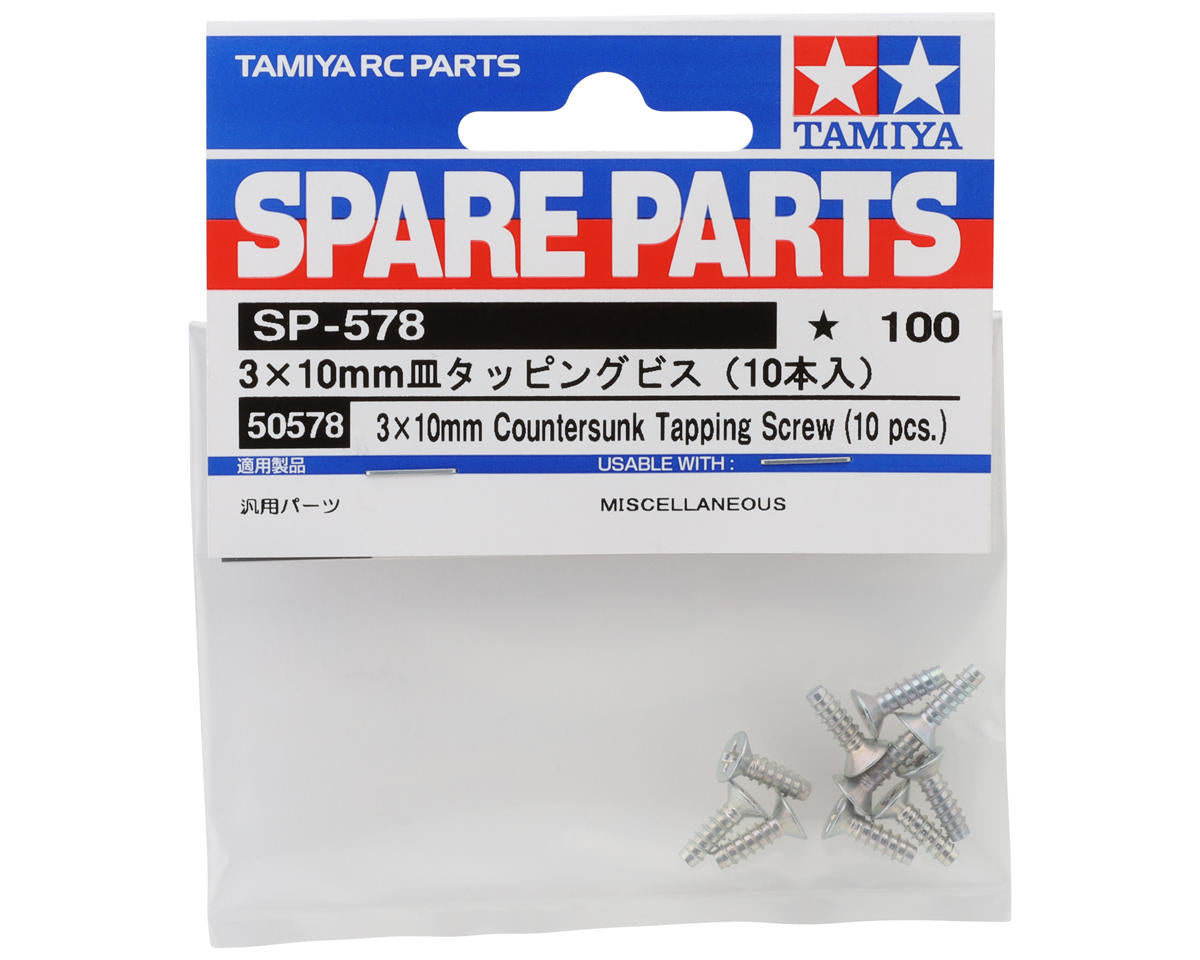 Tamiya 3x10mm Self Tapping Flat Head Screw (10)