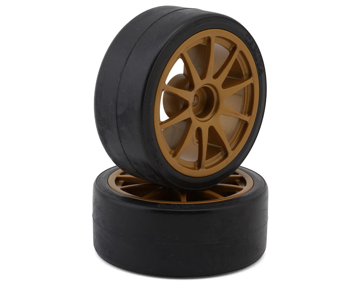 Tamiya Pre-mounted Drift Tires (Bronze) (2) (Type-D)