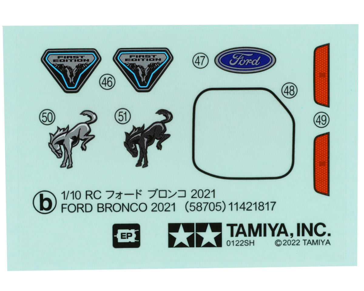 Tamiya 2021 Ford Bronco 1/10 Body w/Parts Set (Clear)