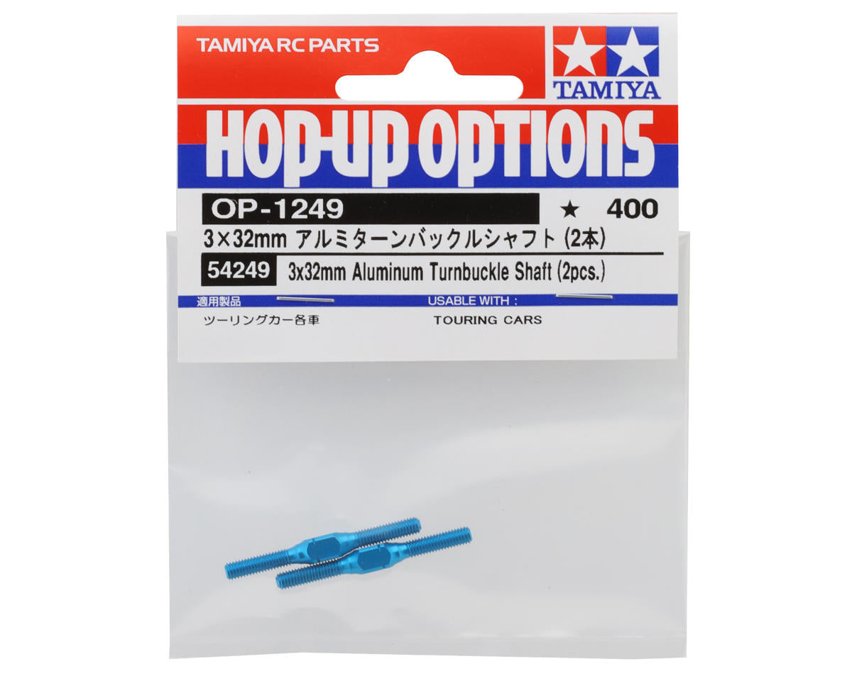 Tamiya 3x32mm Aluminum Turnbuckles (Blue) (2)