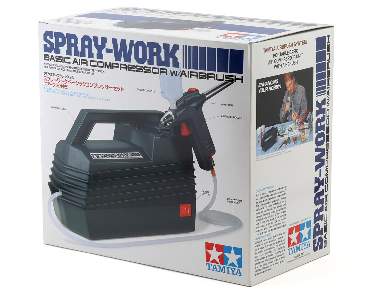 Tamiya Spray-Work Basic Air Compressor & Single-Action Airbrush Combo