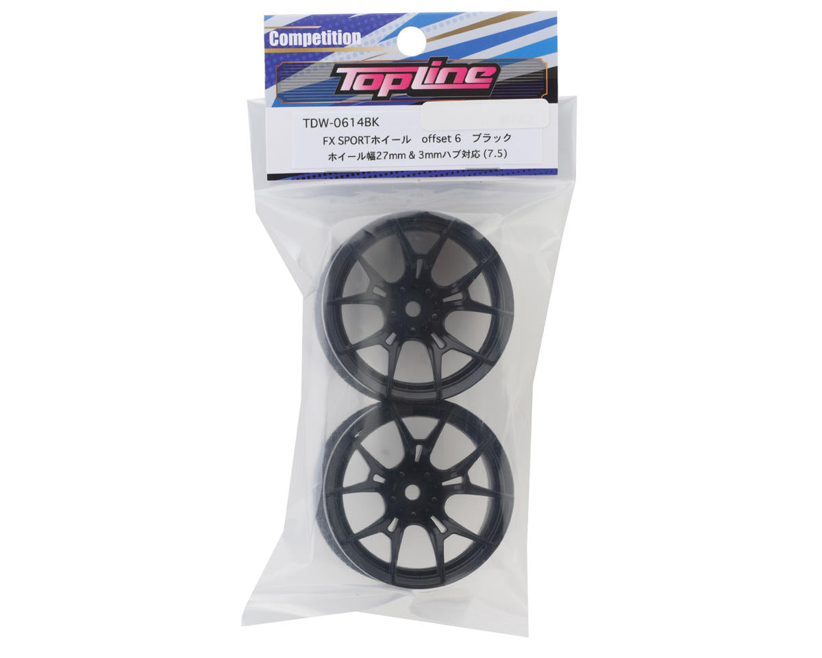 Topline FX Sport Multi-Spoke Drift Wheels (Black) (2) (6mm Offset)