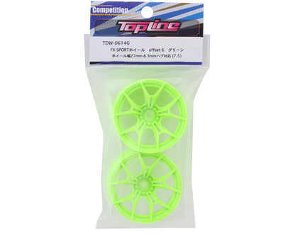 Topline FX Sport Multi-Spoke Drift Wheels (Green) (2) (6mm Offset)