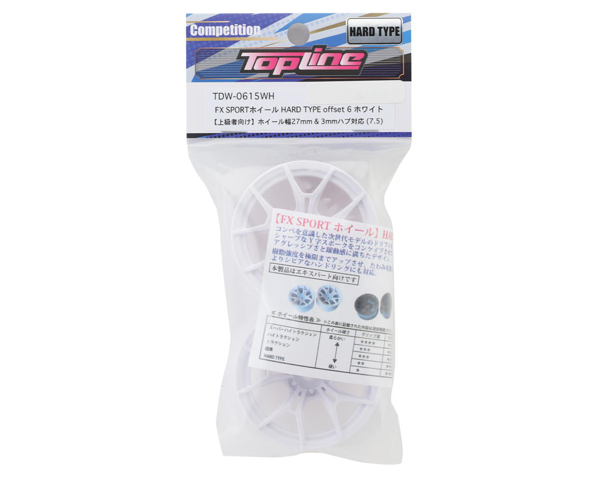 Topline FX Sport Multi-Spoke Drift Wheels (White) (2) (Hard) (6mm Offset)