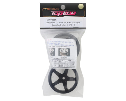 Topline N Model V3 Super High Traction Drift Wheels (Black) (2) (8mm Offset)