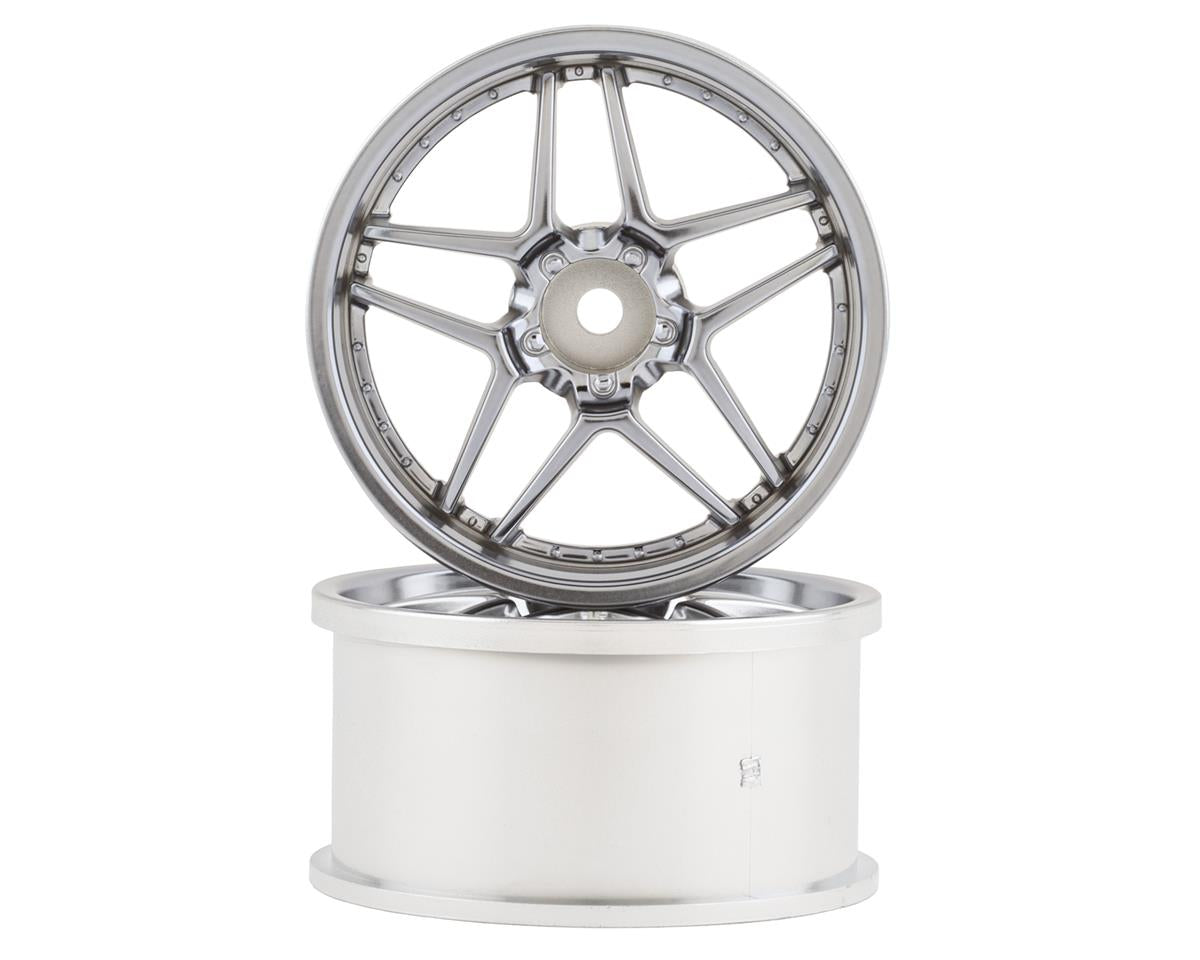 Topline Blitz BRW03 5-Split Spoke Drift Wheels (Matte Chrome) (2) (6mm Offset)