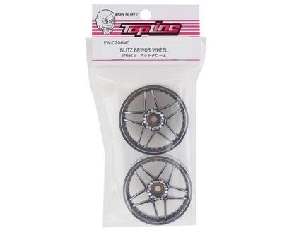Topline Blitz BRW03 5-Split Spoke Drift Wheels (Matte Chrome) (2) (6mm Offset)