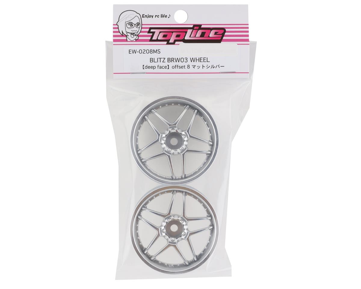 Topline Blitz BRW03 5-Split Spoke Drift Wheels (Matte Silver) (2) (8mm Offset)