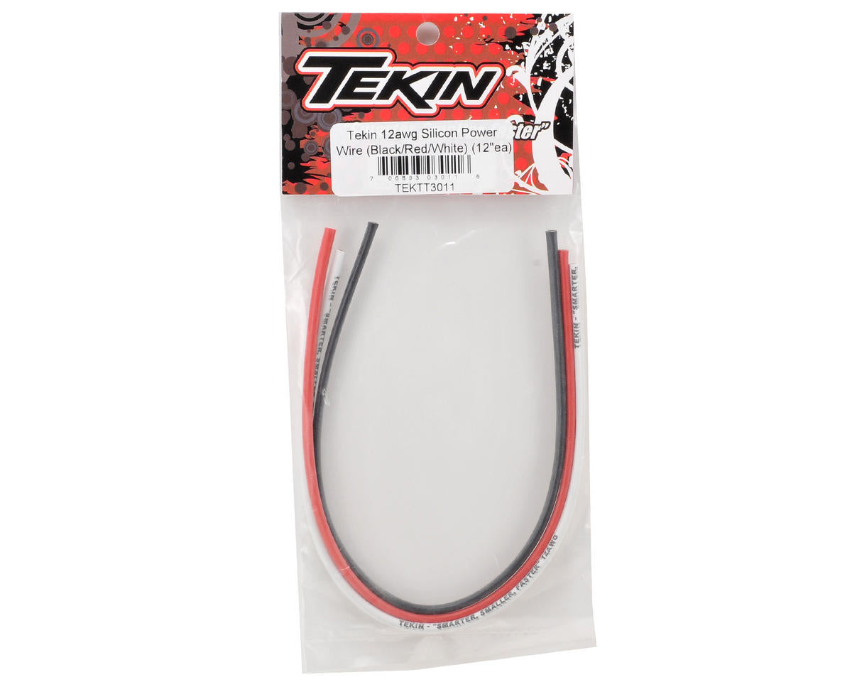 Tekin 12awg Silicon Power Wire Pack (Black/Red/White) (12")