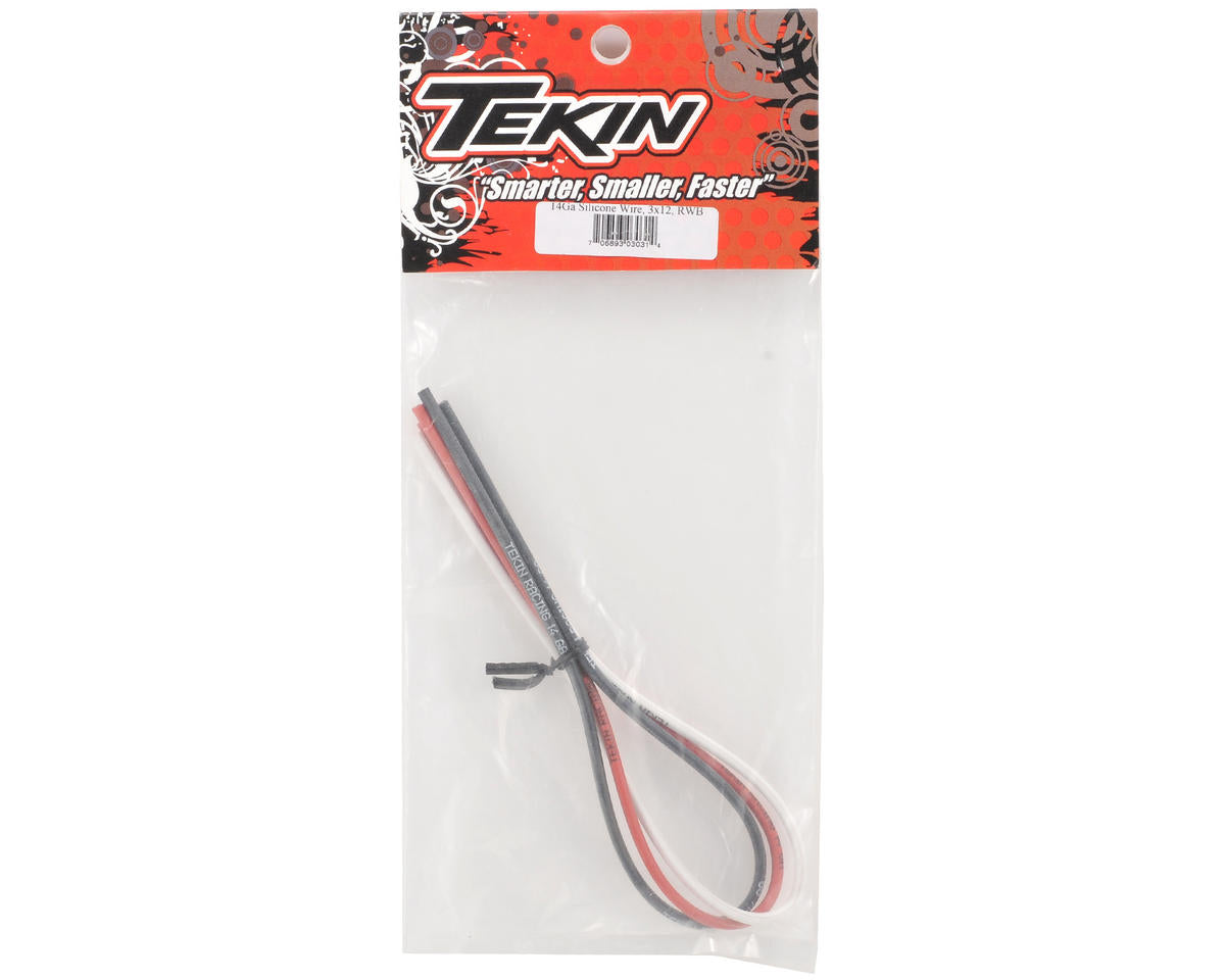 Tekin 12" 14awg Silicon Power Wire (Black/Red/White) (3)