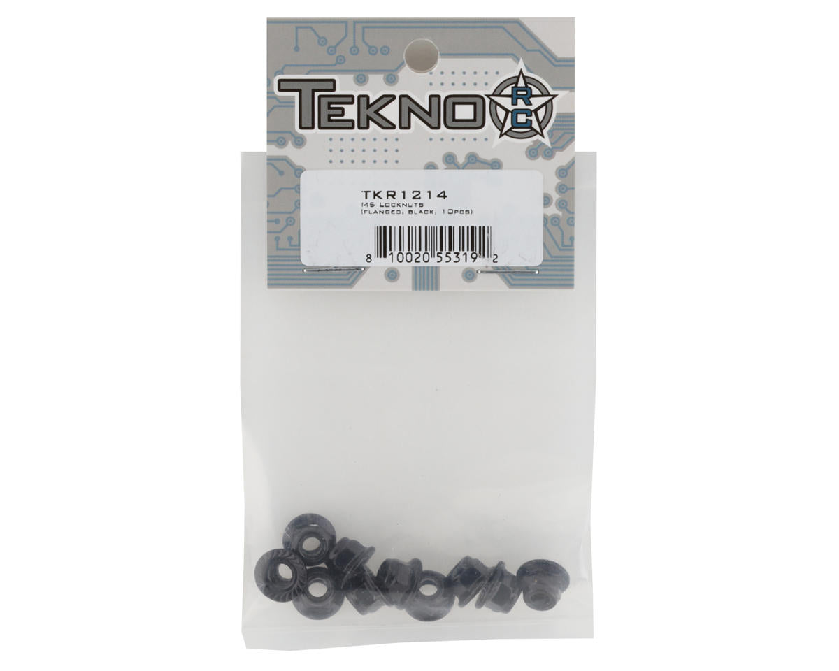 Tekno RC 5mm Flanged Locknuts (Black) (10)