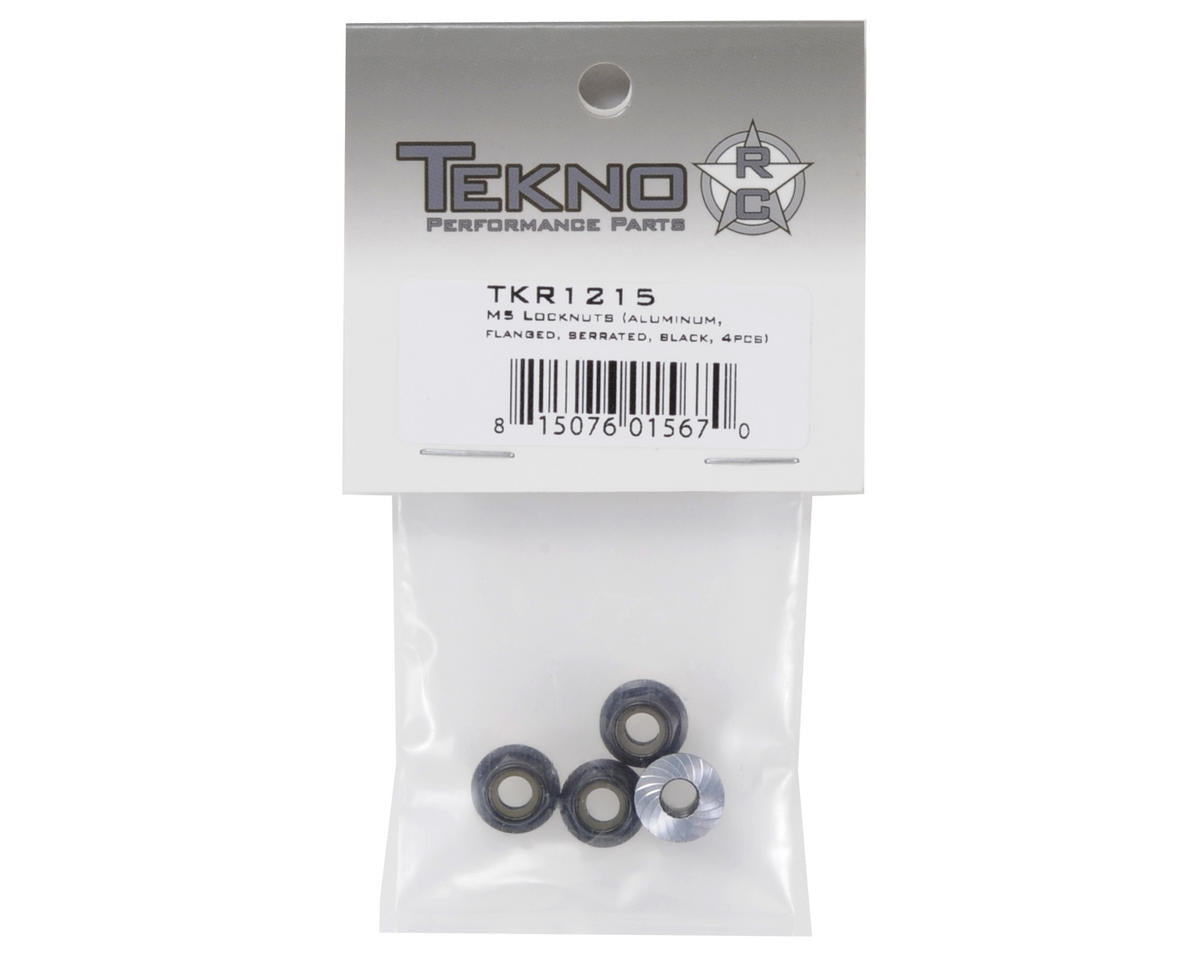 Tekno RC M5 Aluminum Serrated Flanged Locknut (Black) (4)