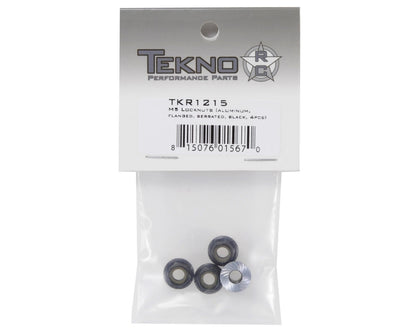 Tekno RC M5 Aluminum Serrated Flanged Locknut (Black) (4)