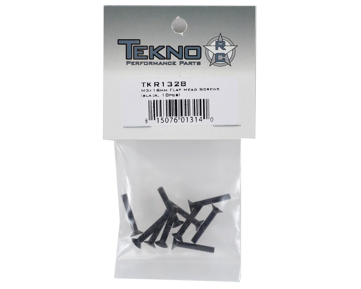 Tekno RC 3x18mm Flat Head Screw (Black) (10)