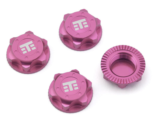 Tekno RC 17mm Aluminum "T Logo" Covered Serrated Wheel Nuts (Pink) (4)
