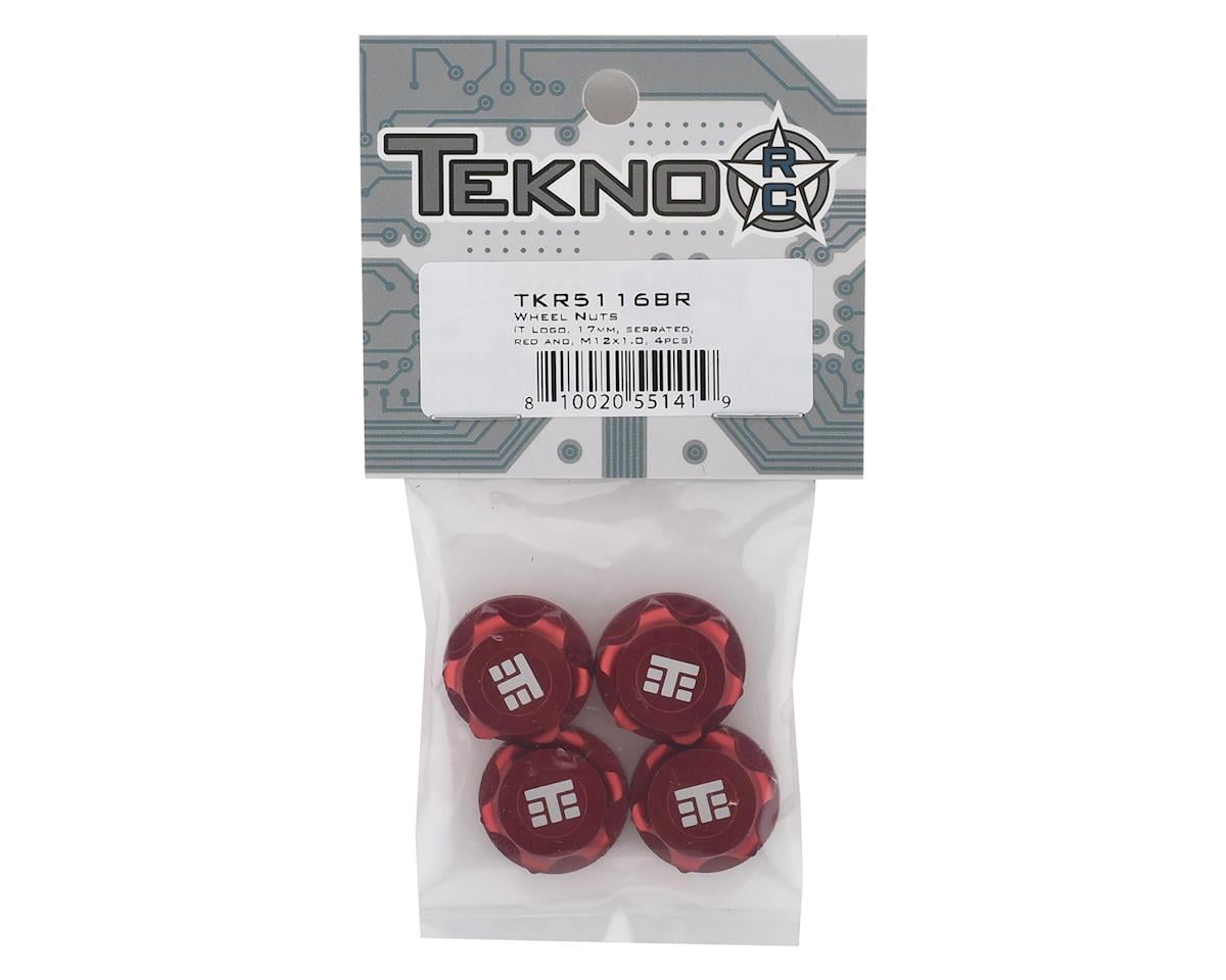 Tekno RC 17mm Aluminum "T Logo" Covered Serrated Wheel Nut (Red) (4)