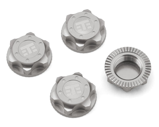 Tekno RC 17mm Aluminum "T Logo" Covered Serrated Wheel Nuts (Clear) (4)