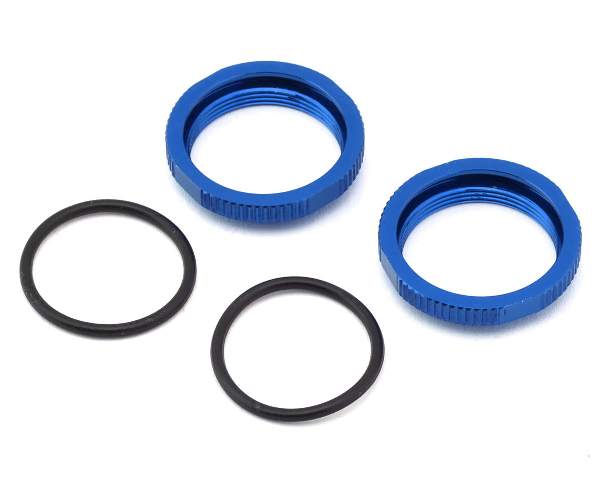 Tekno RC 16mm Aluminum Low Profile Shock Collars (Blue) (2)