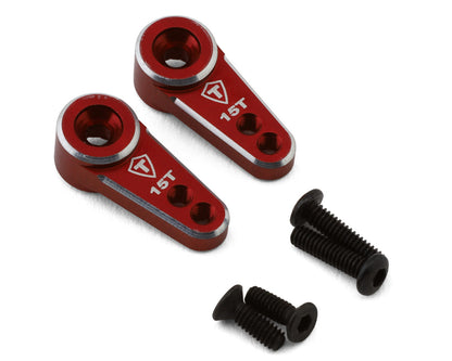 Treal Hobby FCX24 CNC Aluminum 15T Micro Servo Horns (Red) (2) (EMAX)