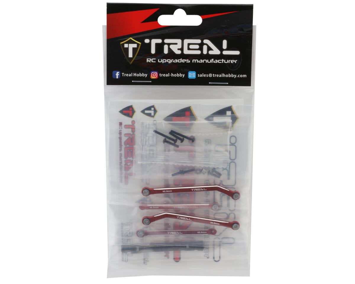 Treal Hobby FCX24 Aluminum Extended Rear Suspension Link Set (Red) (+12mm)