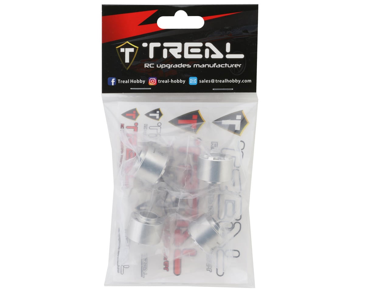 Treal Hobby 1.9" Beadlock Wheel Hub Extension Spacers (Silver) (4) (15mm)