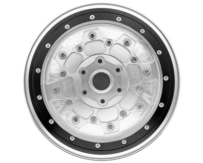 Treal Hobby Losi LMT Aluminum Monster Truck Bead-Lock Wheels (Silver/Black) (2)