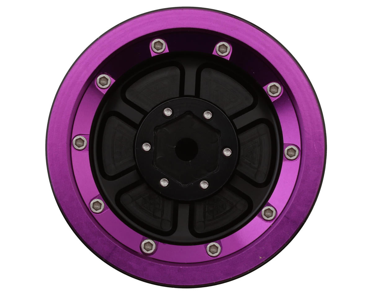 Treal Hobby Losi Mini LMT 7075 Aluminum Beadlock Wheel Set (4) (Black/Purple)