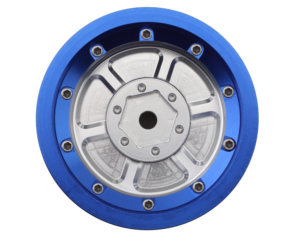 Treal Hobby Losi Mini LMT 7075 Aluminum Beadlock Wheel Set (4) (Silver/Blue)