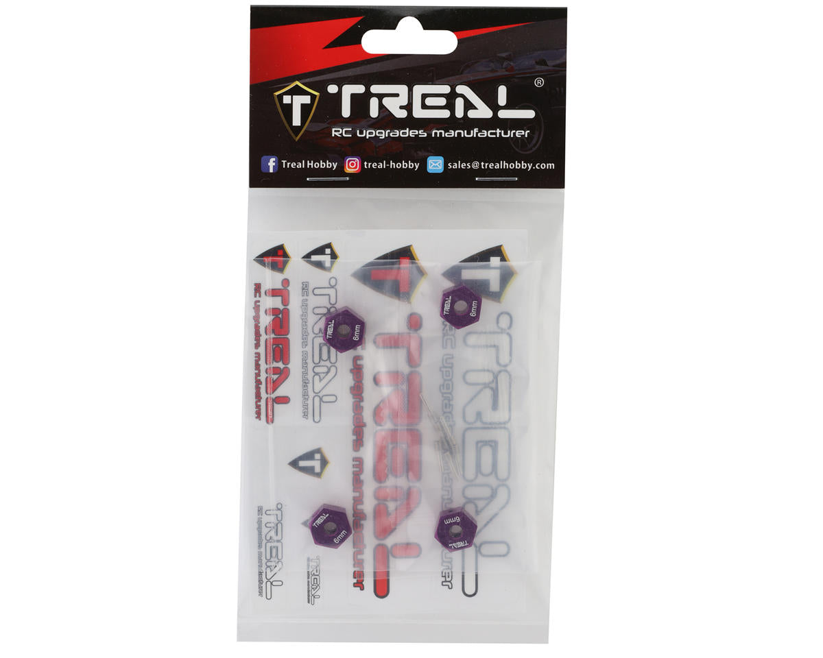 Treal Hobby Losi Mini LMT Aluminum 12mm Wheel Hex Adaptors (Purple) (4)