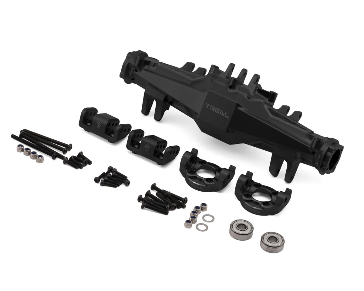 Treal Hobby Losi LMT 2.0 7075 Aluminum Front Axle Housing Set (Black)