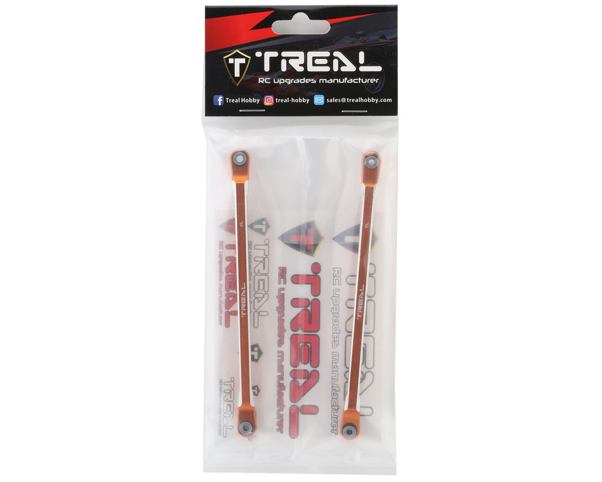 Treal Hobby RBX10 Ryft Aluminum Front Lower Links (Orange) (2)