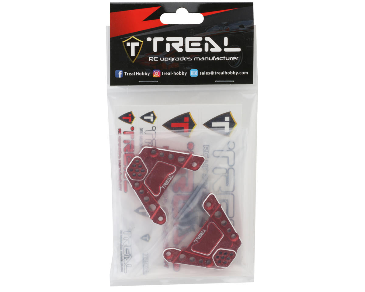 Treal Hobby Axial SCX10 III CNC Aluminum Rear Shock Mounts (Red)