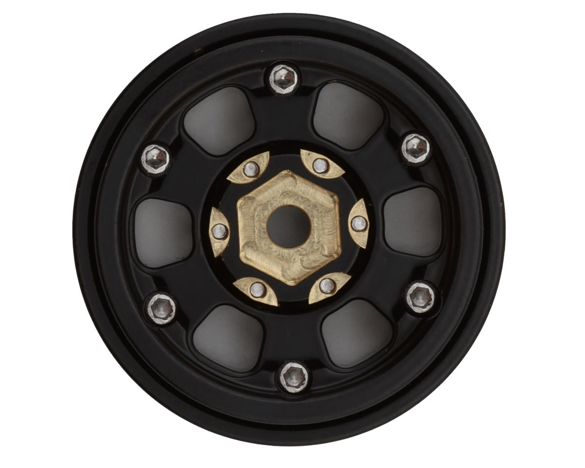 Treal Hobby Type B 1.0" 6-Spoke Brass Beadlock Wheels (Black) (38.7g ea) (4)