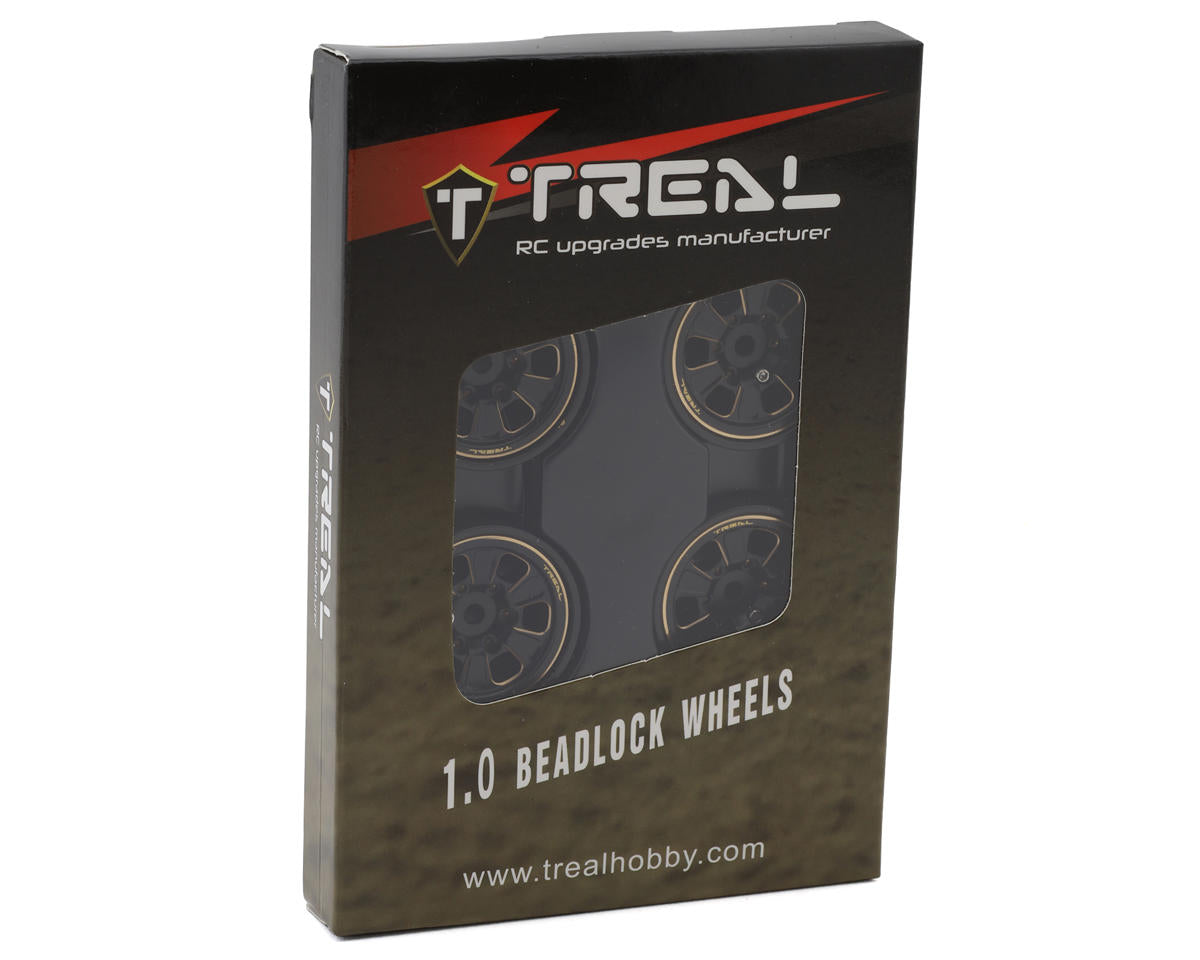 Treal Hobby Type B 1.0" 6-Spoke Brass Beadlock Wheels (Black) (38.7g ea) (4)