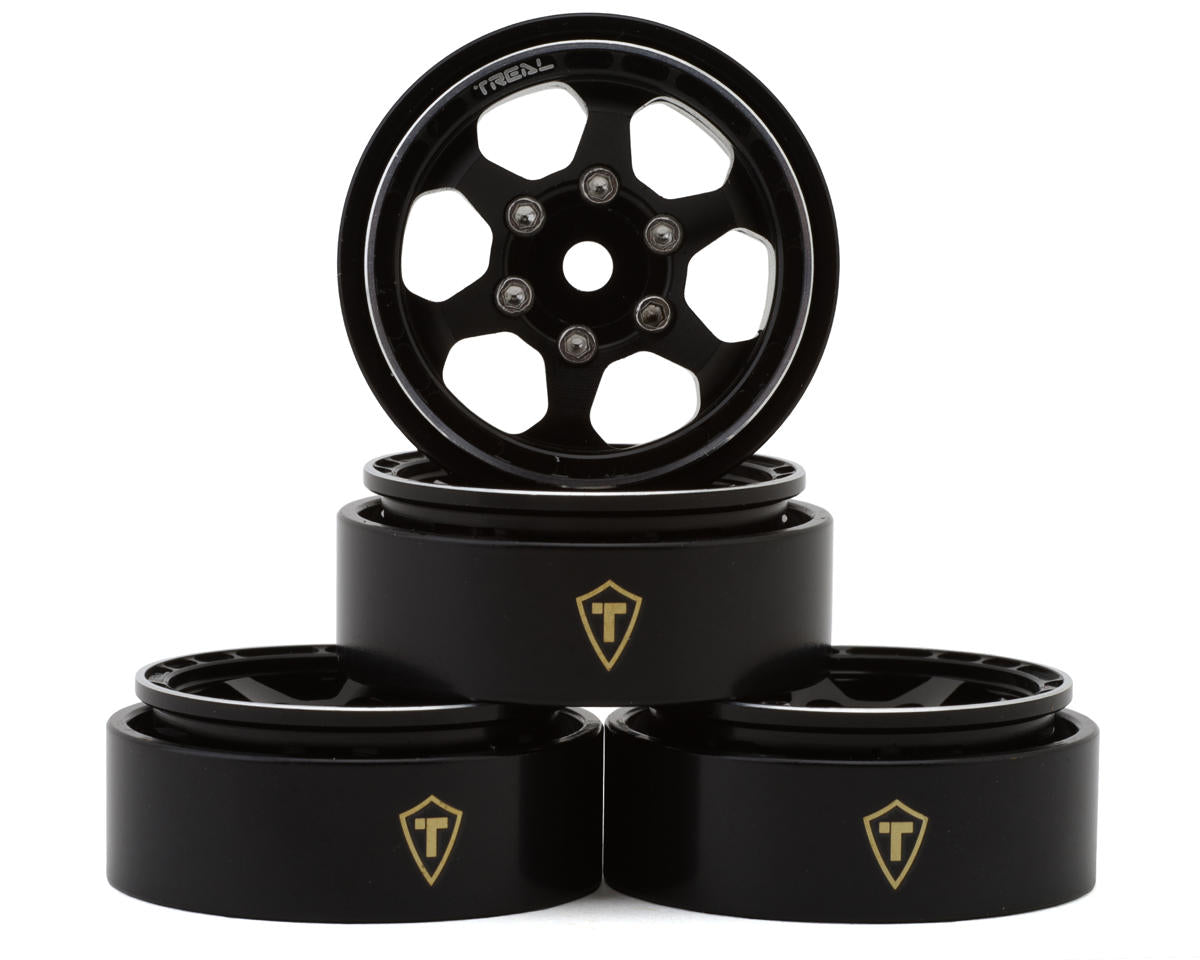Treal Hobby Type D 1.0" Concave 6-Spoke Beadlock Wheels (Black) (4)